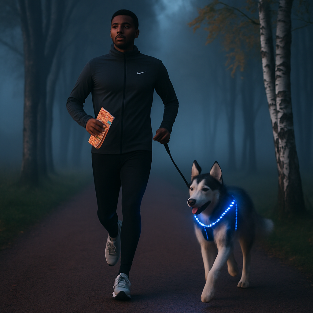Light Up Dog Harness with Rechargeable LED Lights and Handle
