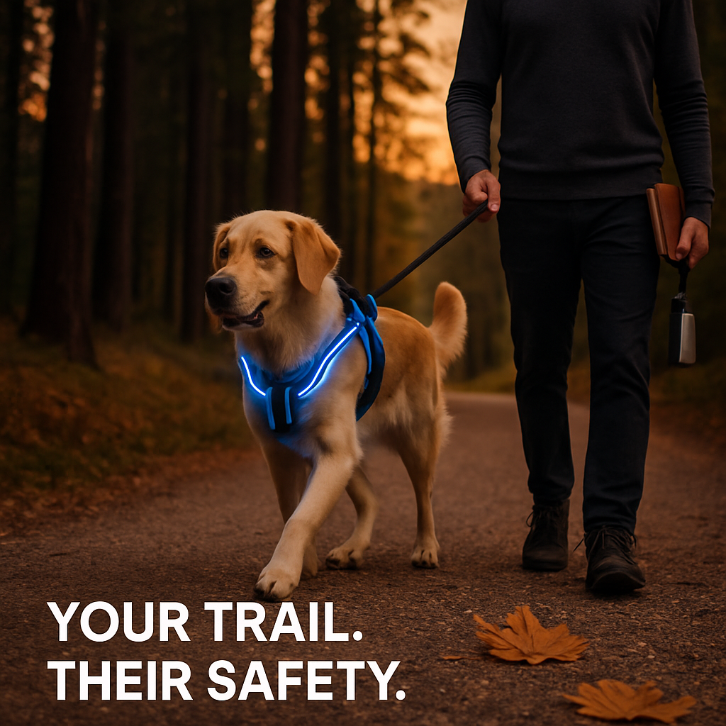 Light Up Dog Harness with Rechargeable LED Lights and Handle