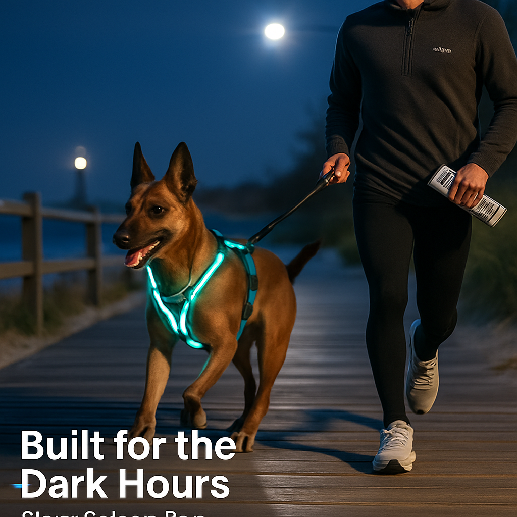 Light Up Dog Harness with Rechargeable LED Lights and Handle