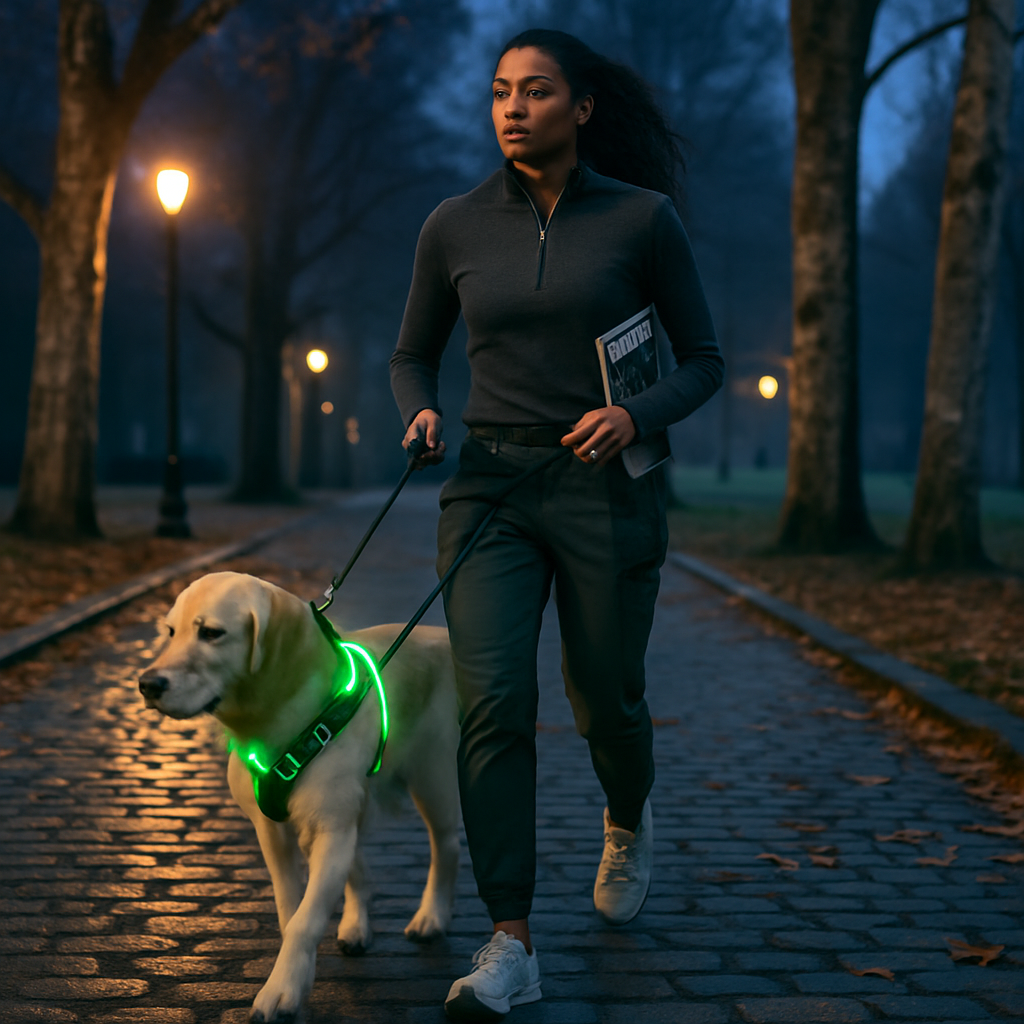Light Up Dog Harness with Rechargeable LED Lights and Handle