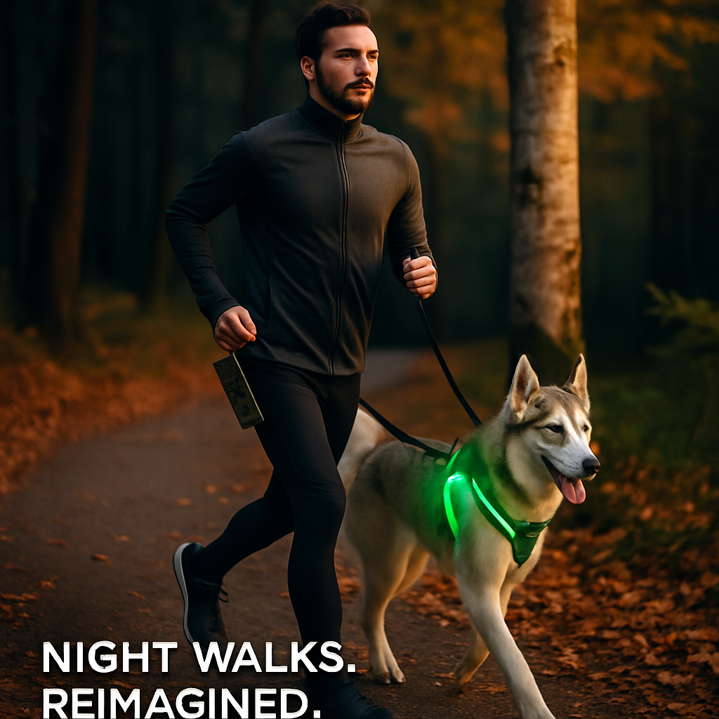 Light Up Dog Harness with Rechargeable LED Lights and Handle