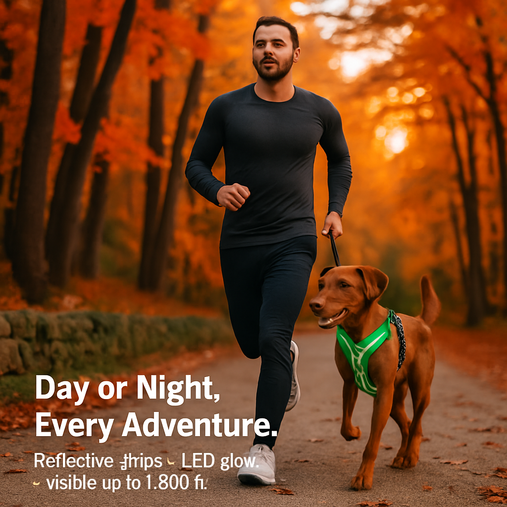 Light Up Dog Harness with Rechargeable LED Lights and Handle