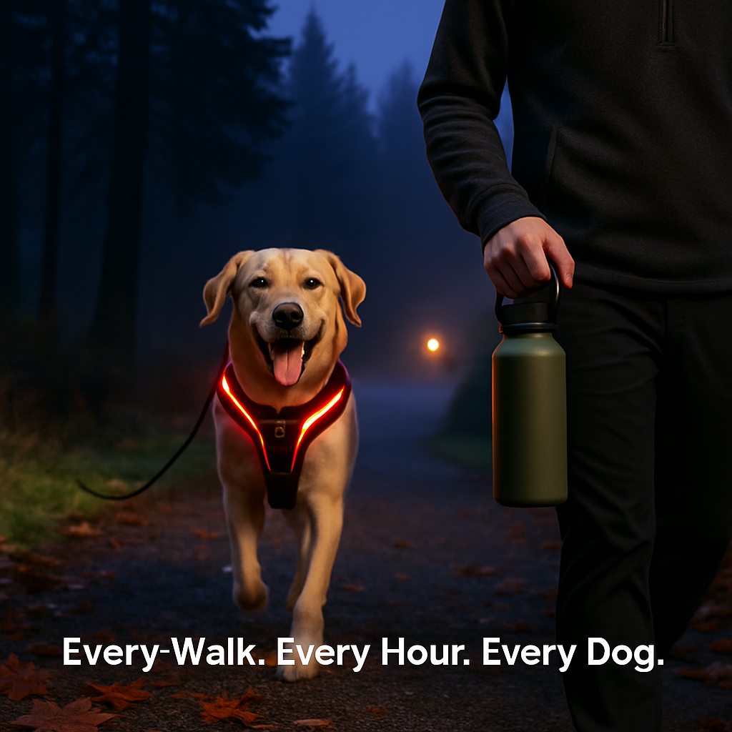 Light Up Dog Harness with Rechargeable LED Lights and Handle