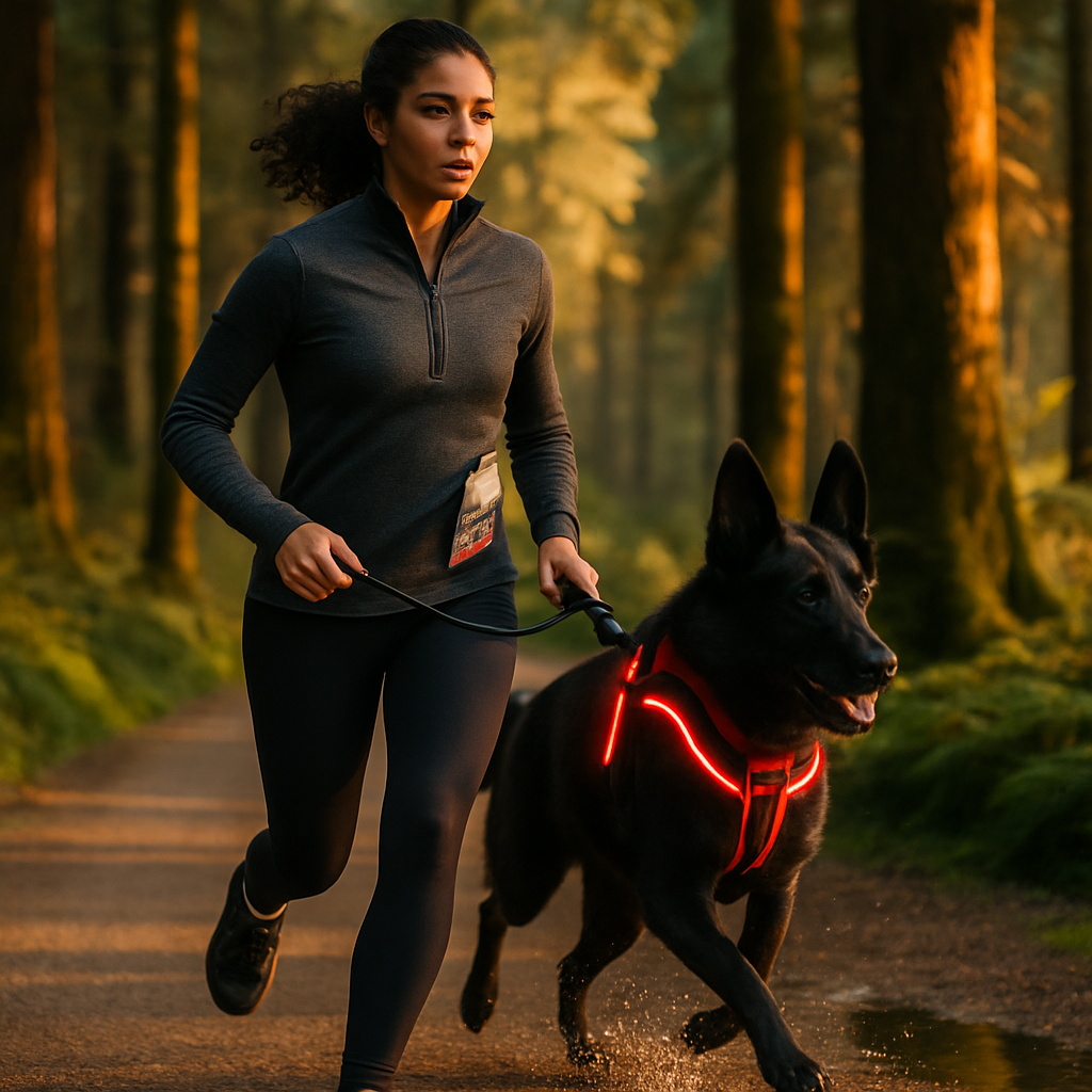 Light Up Dog Harness with Rechargeable LED Lights and Handle