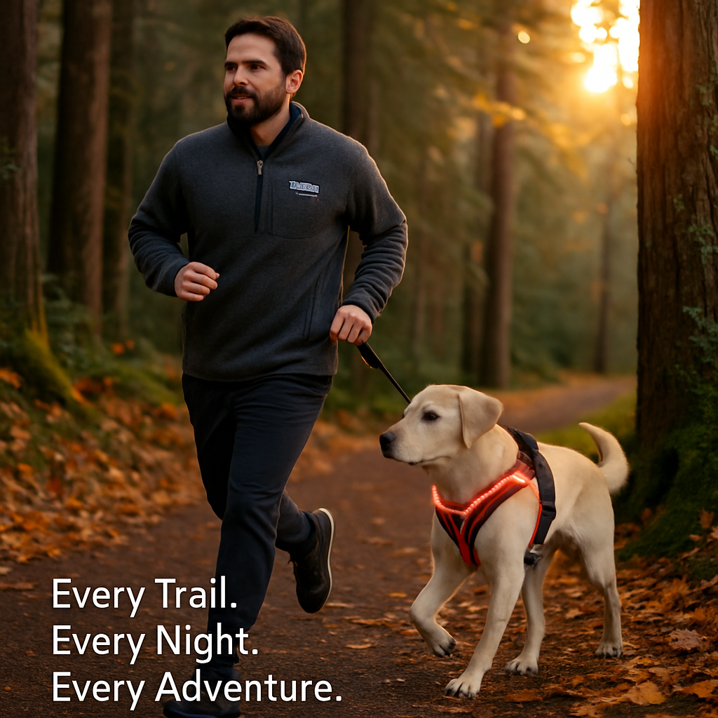 Light Up Dog Harness with Rechargeable LED Lights and Handle
