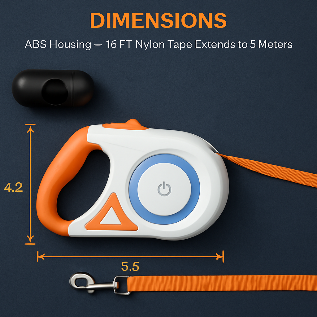 Retractable Dog Leash with LED Light and RGB Glow