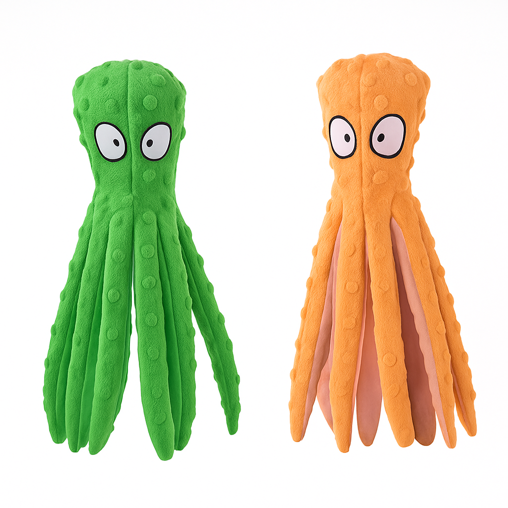 Squeaky Plush Octopus Dog Toy - No-Stuffing Chew Toy