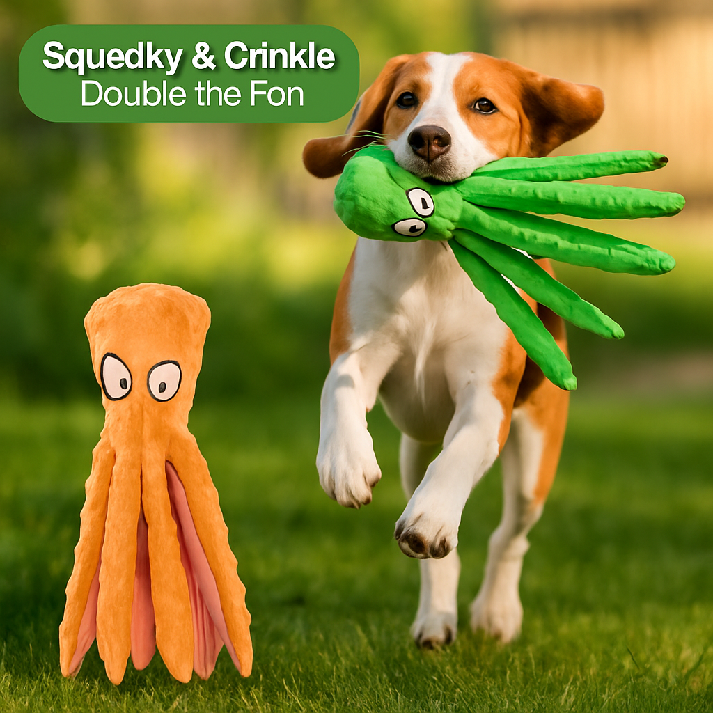 Squeaky Plush Octopus Dog Toy - No-Stuffing Chew Toy