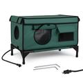 Waterproof Heated Cat House Outdoor Weatherproof Insulated Kitty Shelter Feral Cat Heating Bed with Heating Pad Anti-Chew Cord 2 Doors 3 Windows for I