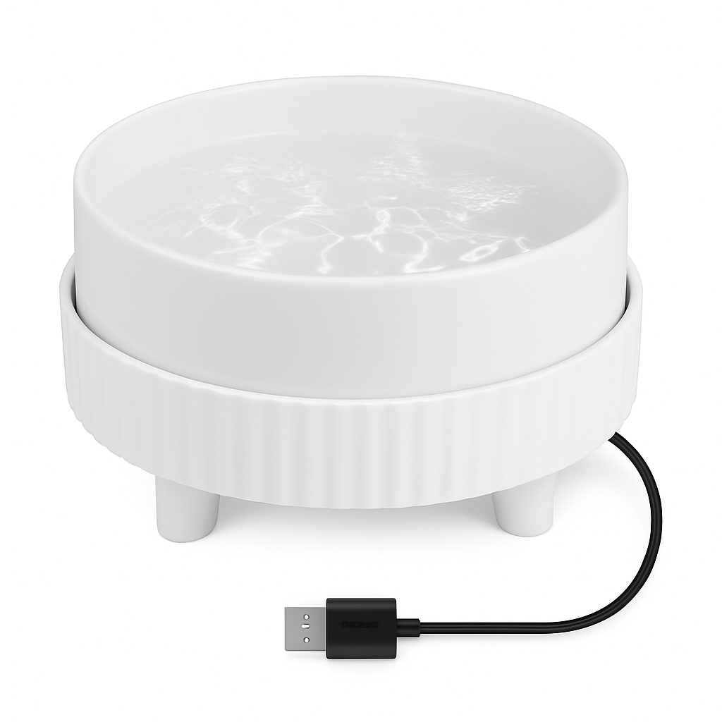 Heated Water Bowl for Pets – Ceramic USB-Powered
