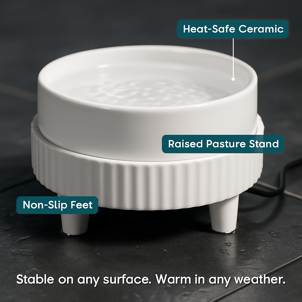 Heated Water Bowl for Pets – Ceramic USB-Powered