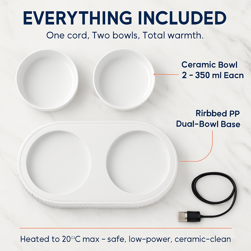Heated Water Bowl for Pets – Ceramic USB-Powered