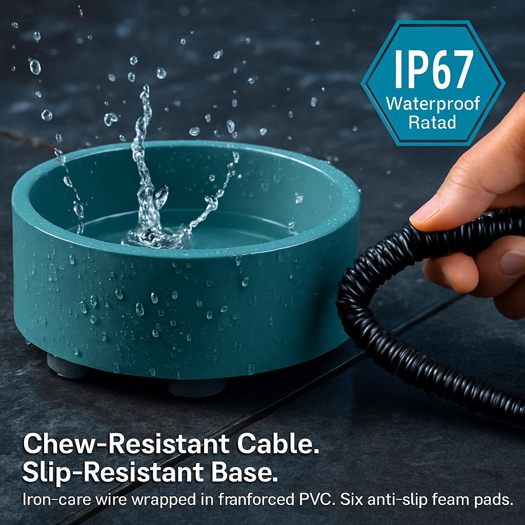 Heated Water Bowl for Dog Cat - Keeps Water Warm Indoors