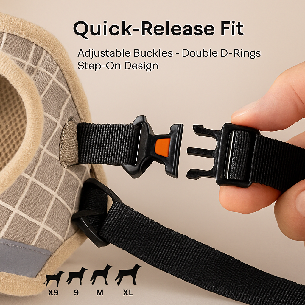 Pet Mesh Harness and Leash Set with Reflective Chest Strap