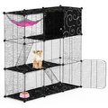 3-Tier Cat Cage Enclosure with Hammock & Toy Ball