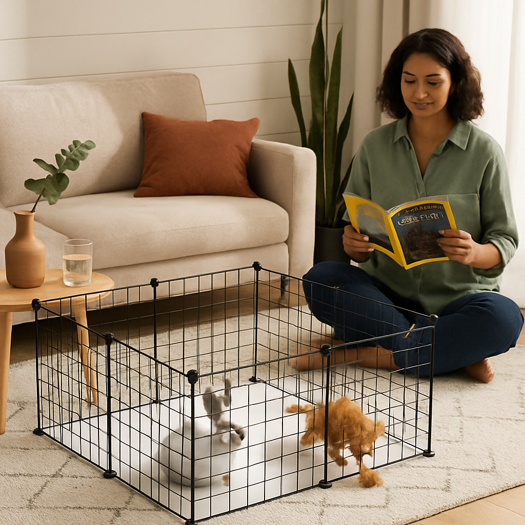 Small Animal Playpen with Door for Indoor/Outdoor Use