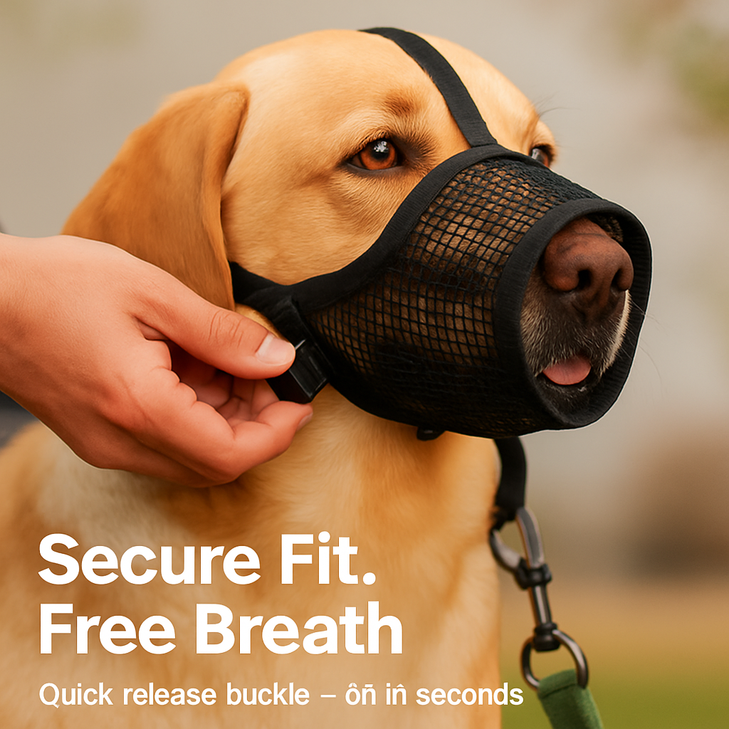 Pet Muzzle Mask: Soft Mesh, Adjustable Straps