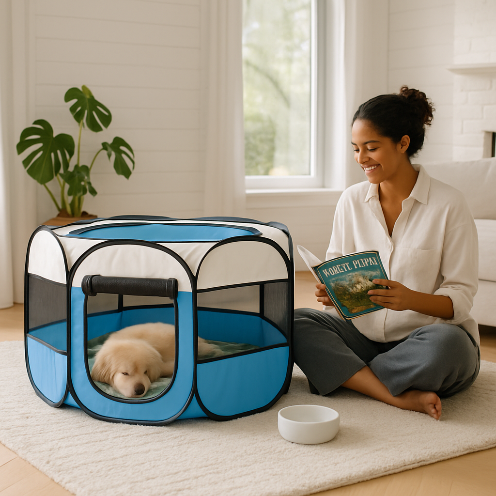 Foldable Portable Pet Tent Exercise Pen for Indoor Outdoor