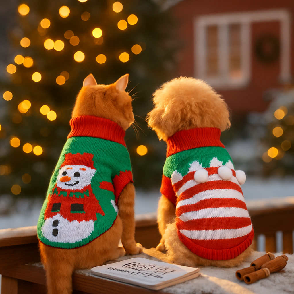 Pet Christmas Sweater Snowman pattern - Size L
