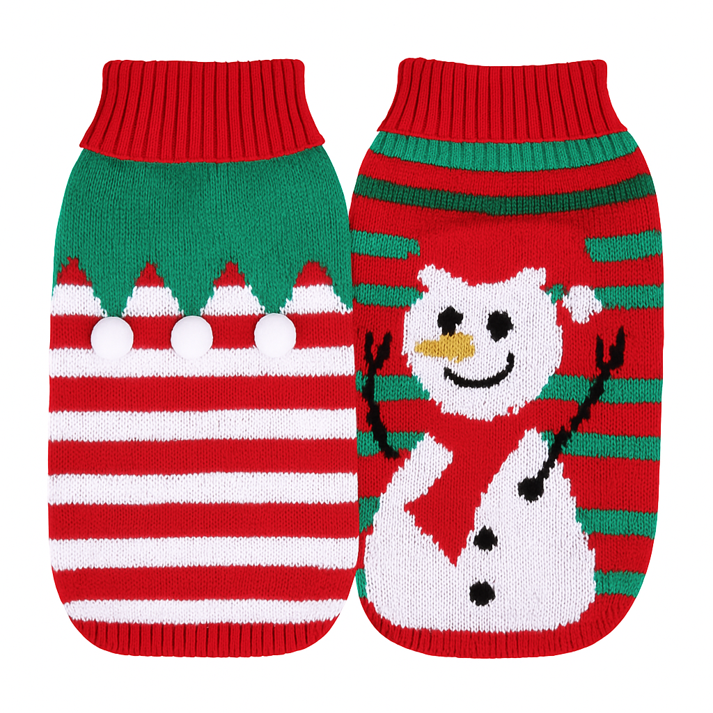 Pet Christmas Sweater Snowman pattern - Size L
