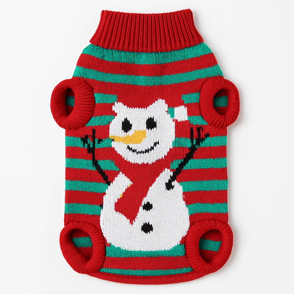 Pet Christmas Sweater Snowman pattern - Size L
