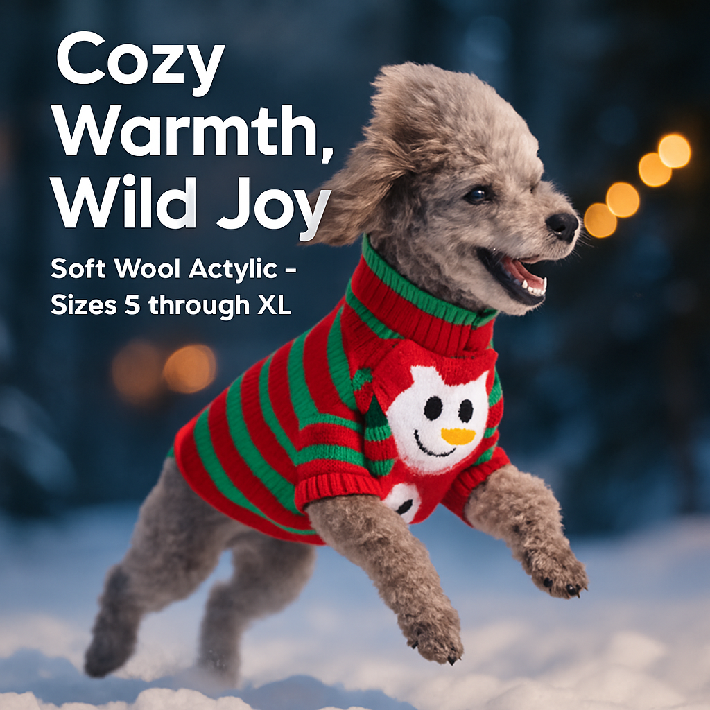 Pet Christmas Sweater Snowman pattern - Size L