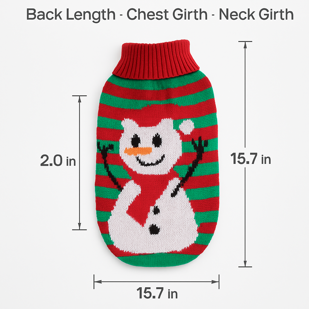 Pet Christmas Sweater Snowman pattern - Size L