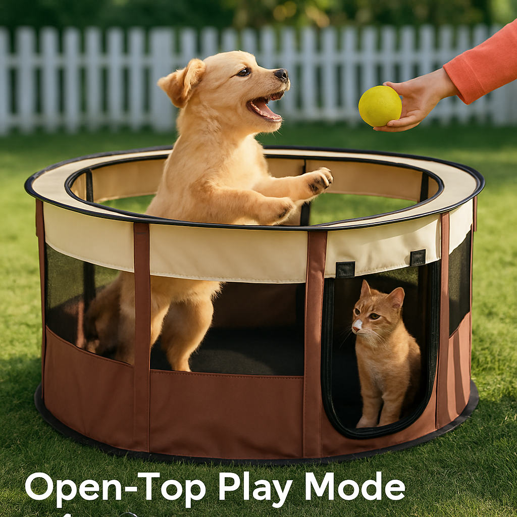 Foldable Dog Playpen with Carry Bag – Portable Travel Tent