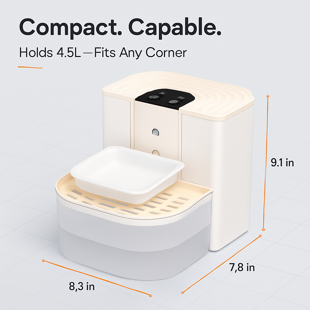 Smart Pet Water Fountain Automatic Cat Water Dispenser 4.5L Cordless Rechargeable Dog Water Fountain Self-Refill with 3 Adjustable Volume 3 Time Inter