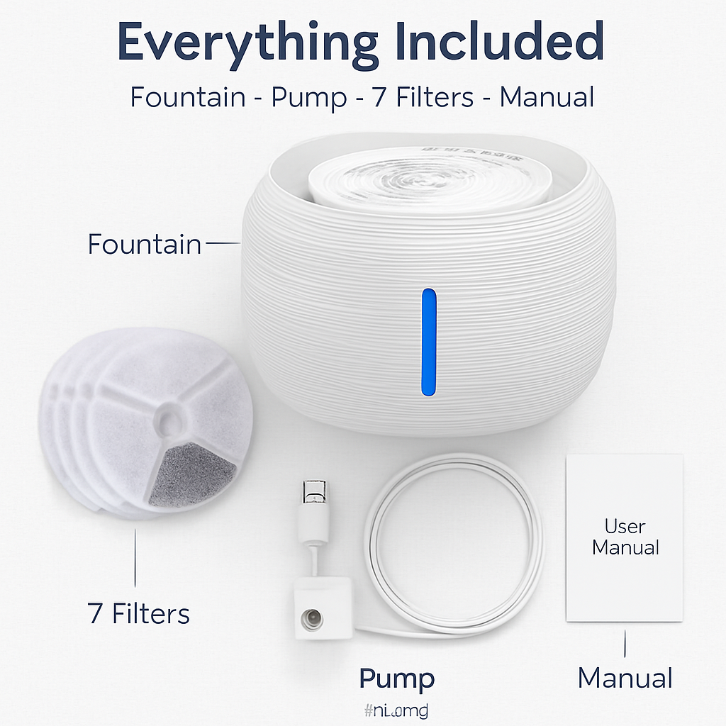 Pet Water Fountain for Cats - Quiet Flow