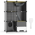 3-Tier Cat Cage with Litter Box and Hammock, Indoor