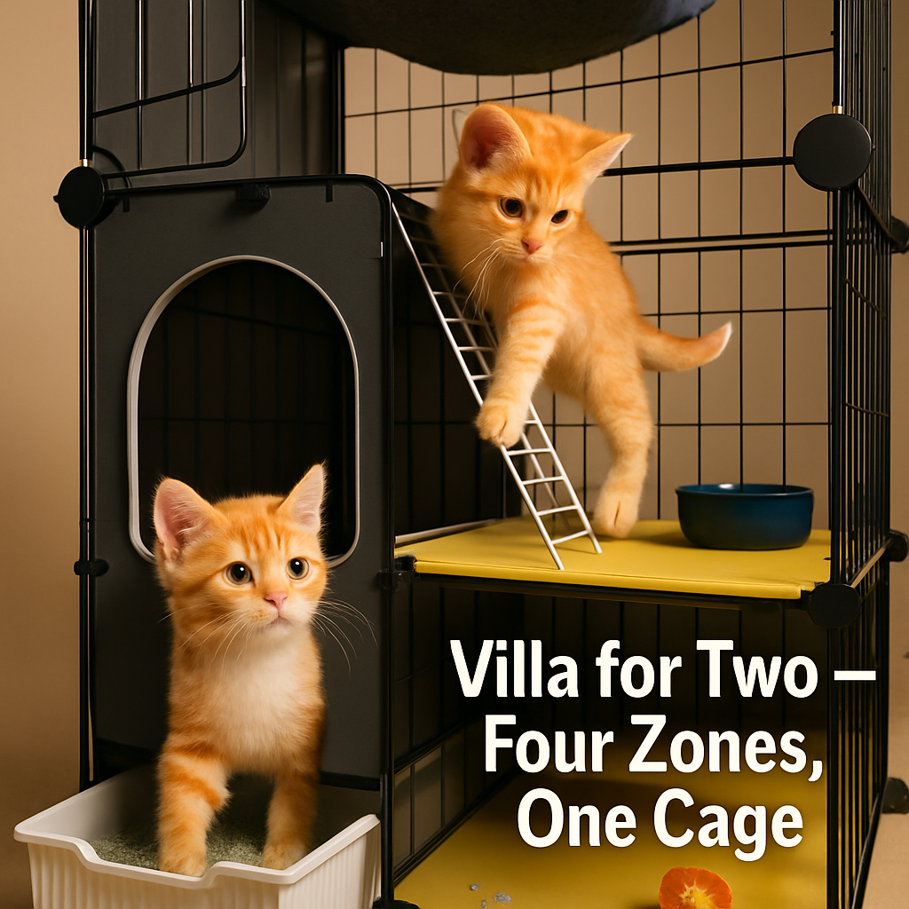 3-Tier Cat Cage with Litter Box and Hammock, Indoor