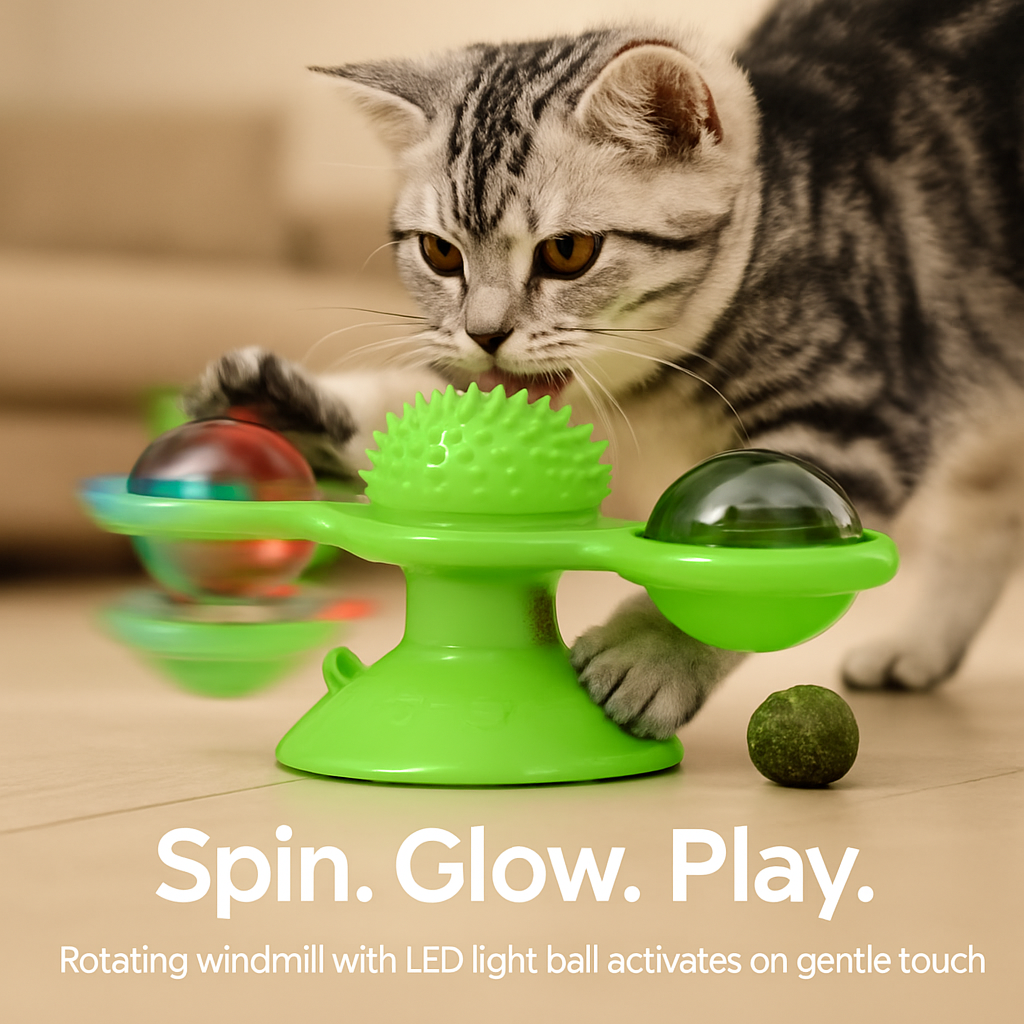 Windmill Cat Toy Turntable Interactive Teasing Toy with Ball