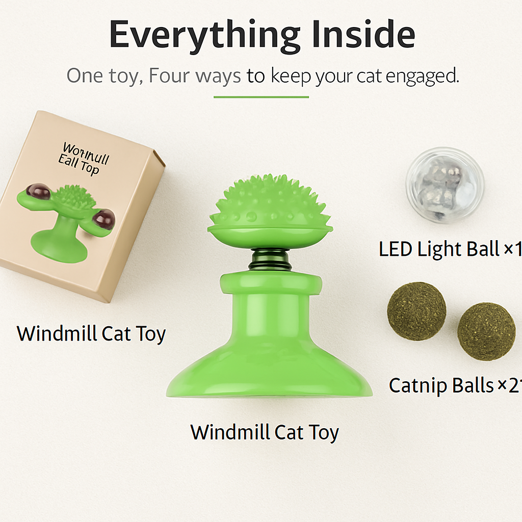Windmill Cat Toy Turntable Interactive Teasing Toy with Ball