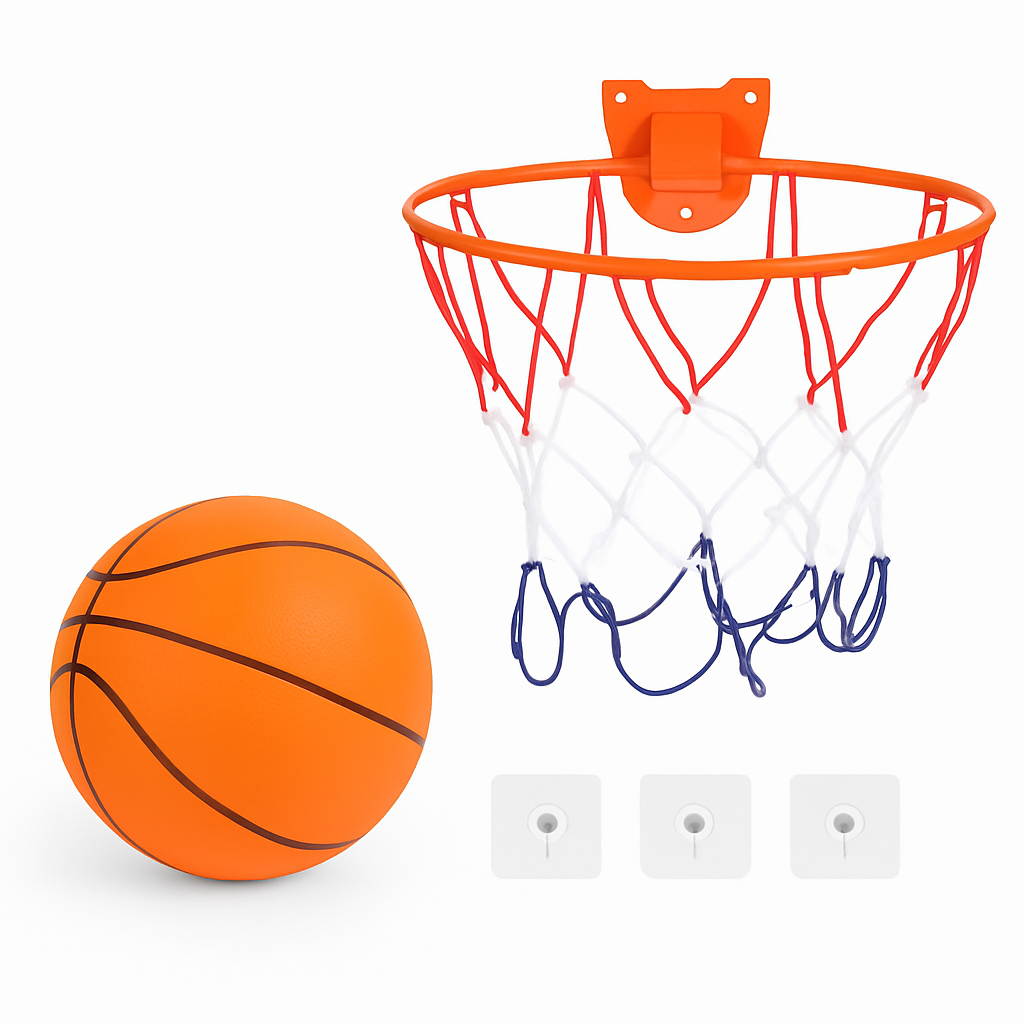 Silent Foam Basketball with Hoop for Indoor Training