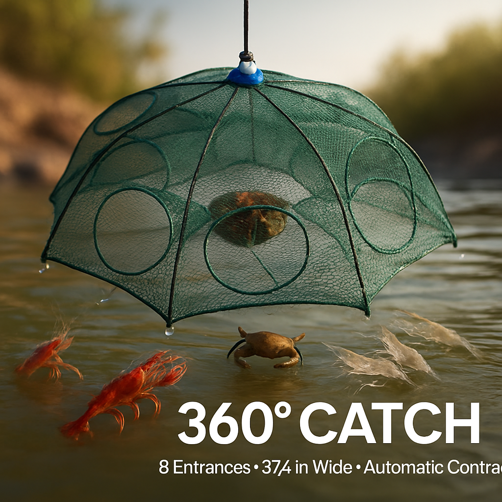 Foldable Fishing Bait Net Trap for Crab, Shrimp & Minnow