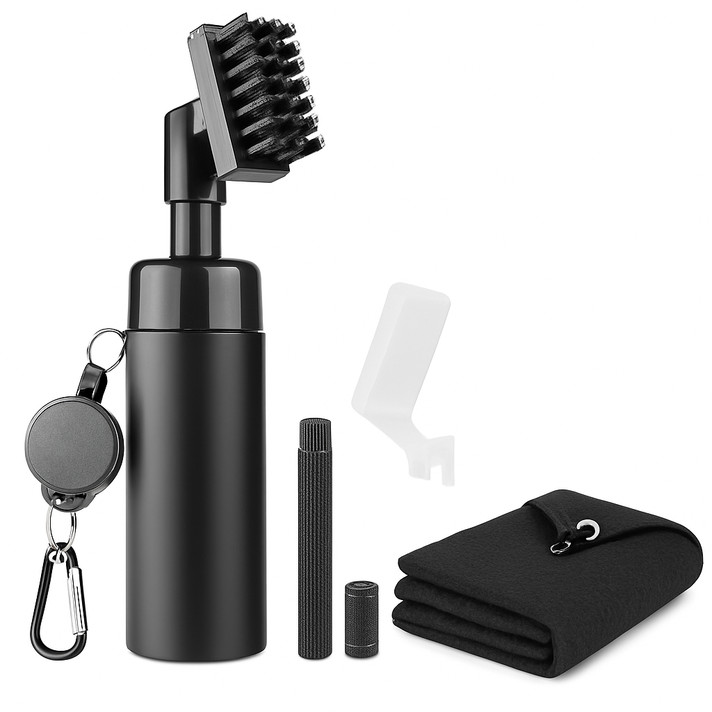 Golf Club Cleaning Kit with Towel, Sharpener & Water Bottle