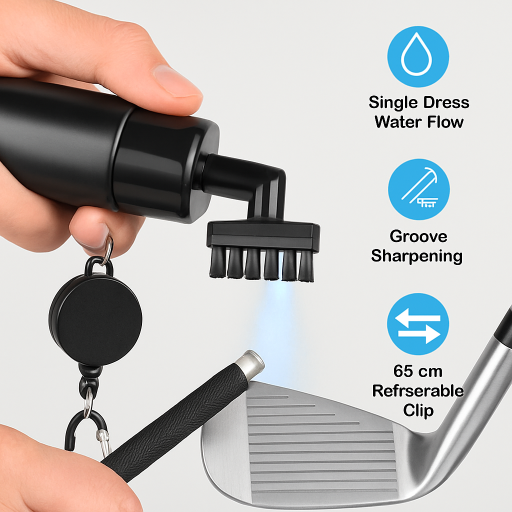 Golf Club Cleaning Kit with Towel, Sharpener & Water Bottle