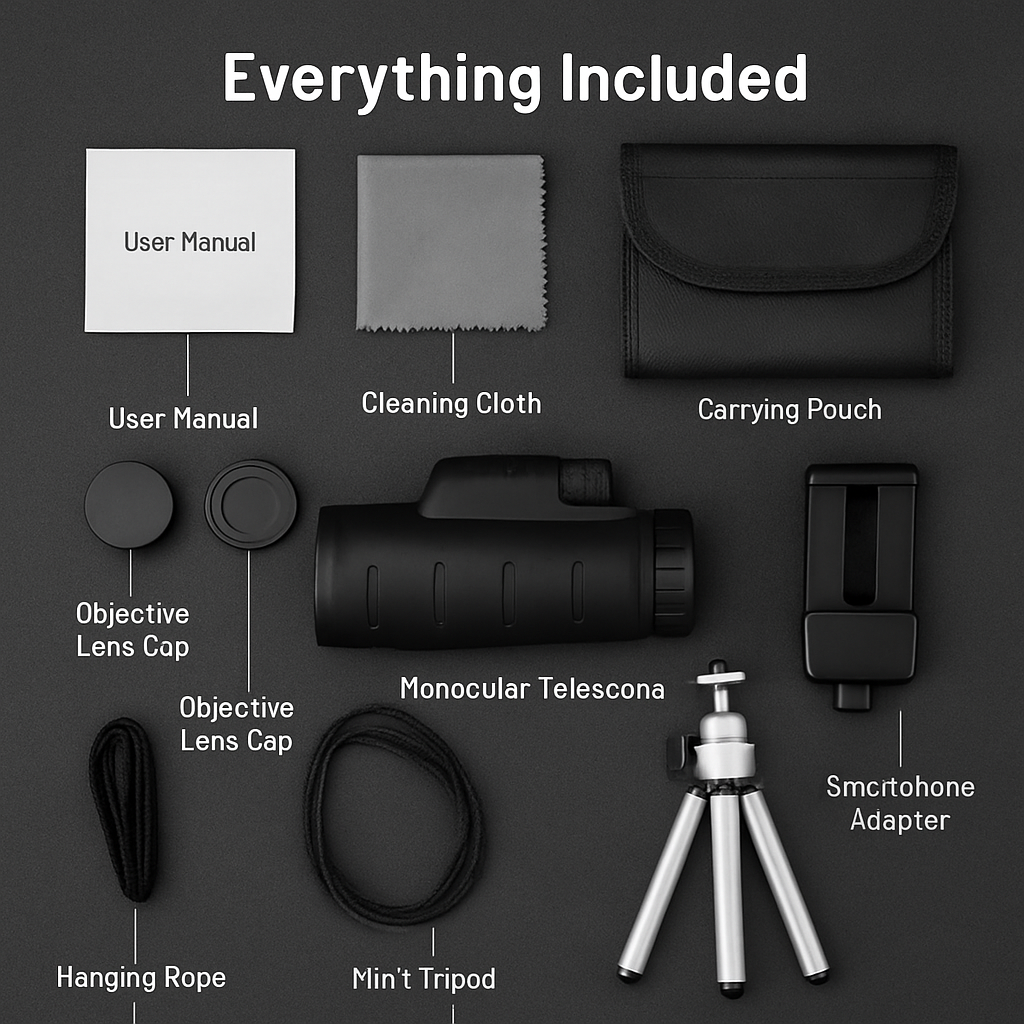 Monocular Telescope with Phone Holder and Tripod
