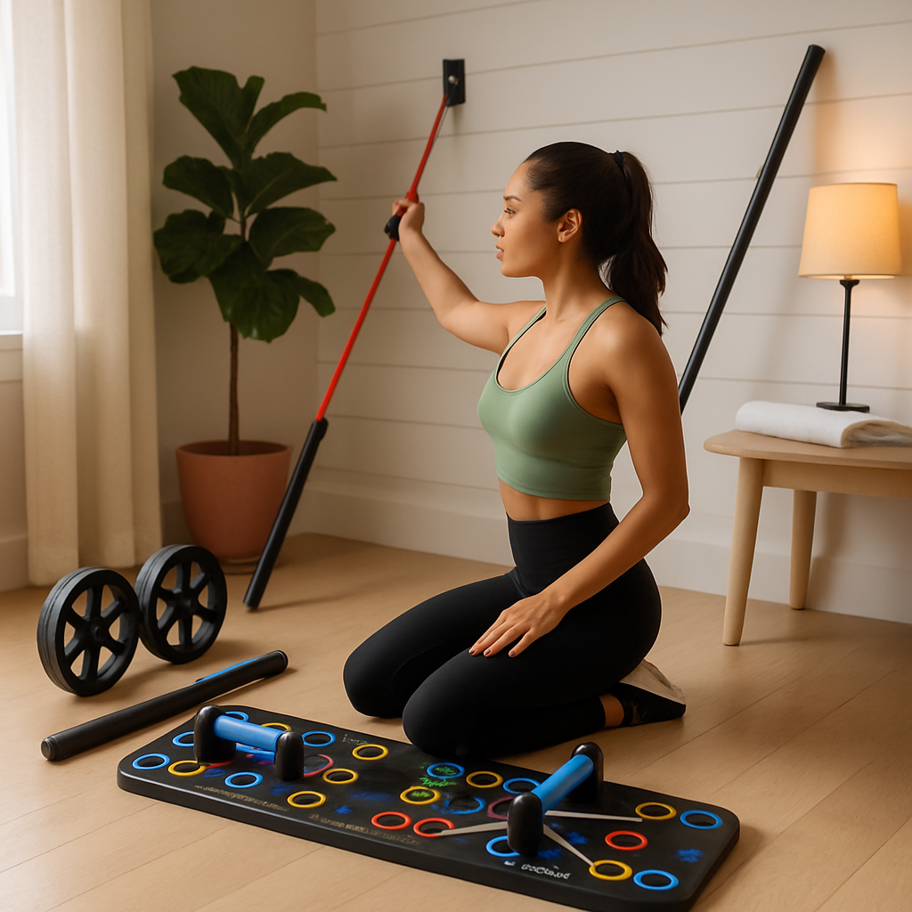 Push Up Board Home Gym Kit with Resistance Bands