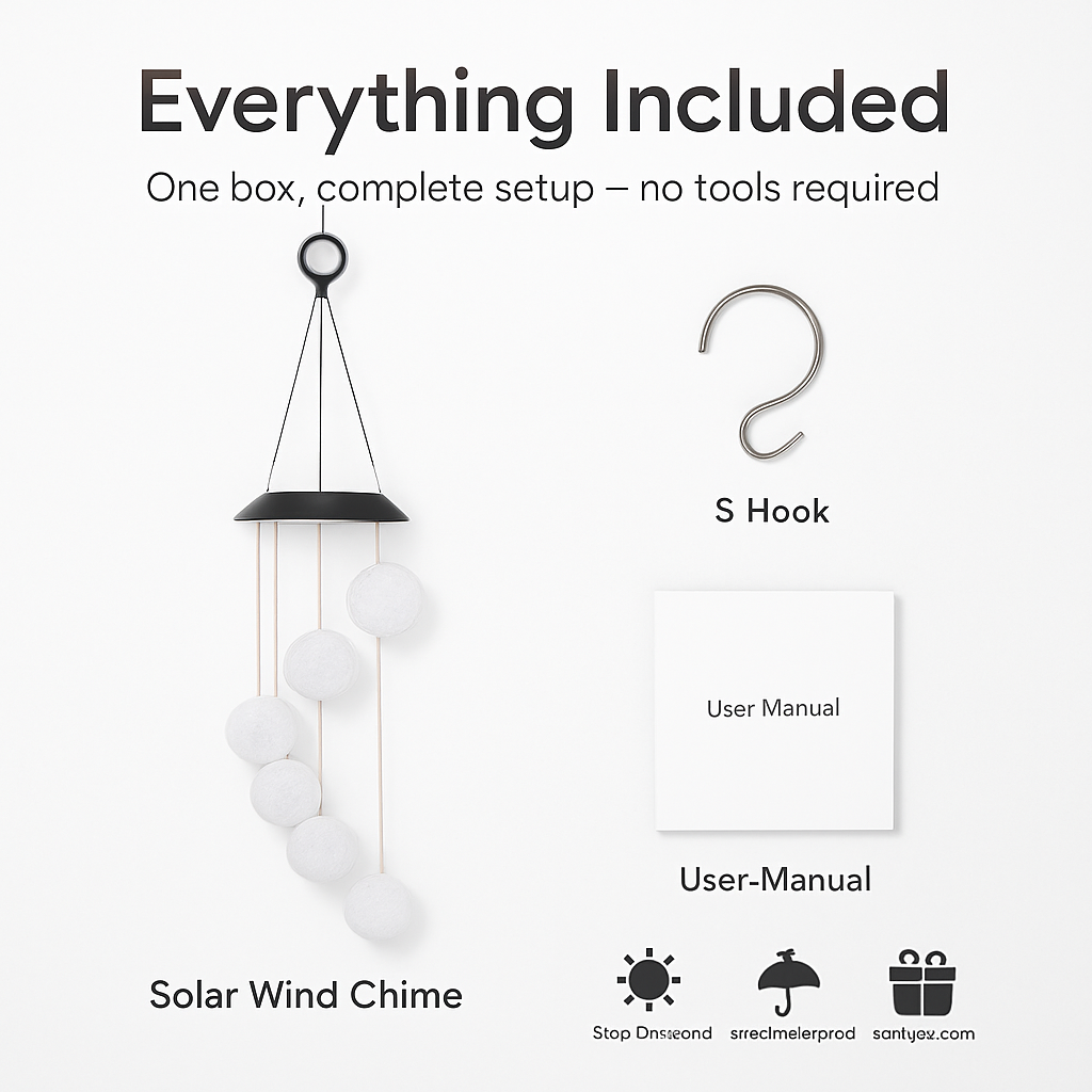 Solar Ball Wind Chime with Color-Changing LEDs Outdoor