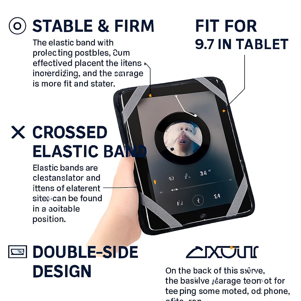 Tablet Case Organizer Elastic Band Tablet Sleeve For 9.7in Tablets w/ Double-sided Design For Mouse Earphone Card