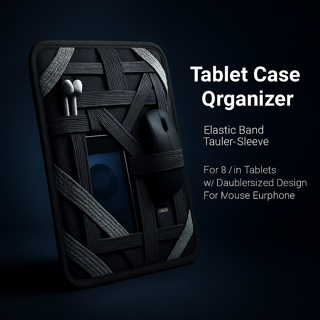 Tablet Case Organizer Elastic Band Tablet Sleeve For 9.7in Tablets w/ Double-sided Design For Mouse Earphone Card