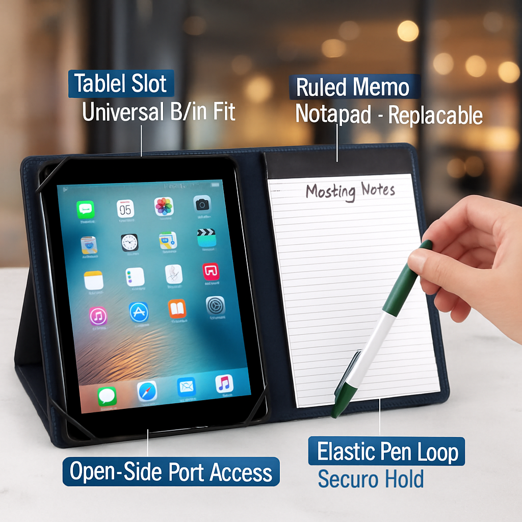 Tablet PC Protector Organizer Case For 9.7in Tablets Business Tablet Portfolio with Notepad Paper
