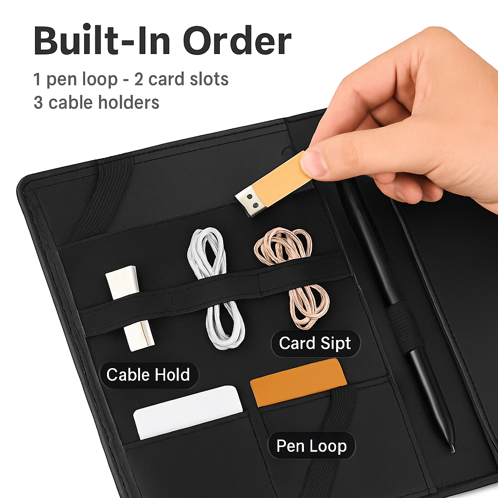 Padfolio Portfolio Folder Business Document Organizer PU Leather Padfolio Holder Case for 9.7" iPad Tablet Business Cards