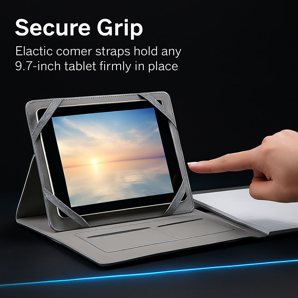 Organizer Case For 9.7in Tablet PC Business Tablet Portfolio w/ A5 Notepad Paper Pad Card Holder