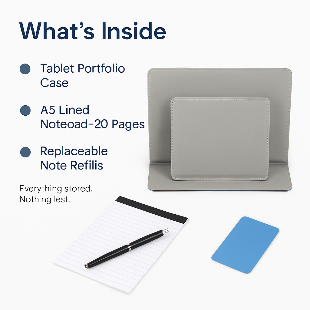 Organizer Case For 9.7in Tablet PC Business Tablet Portfolio w/ A5 Notepad Paper Pad Card Holder