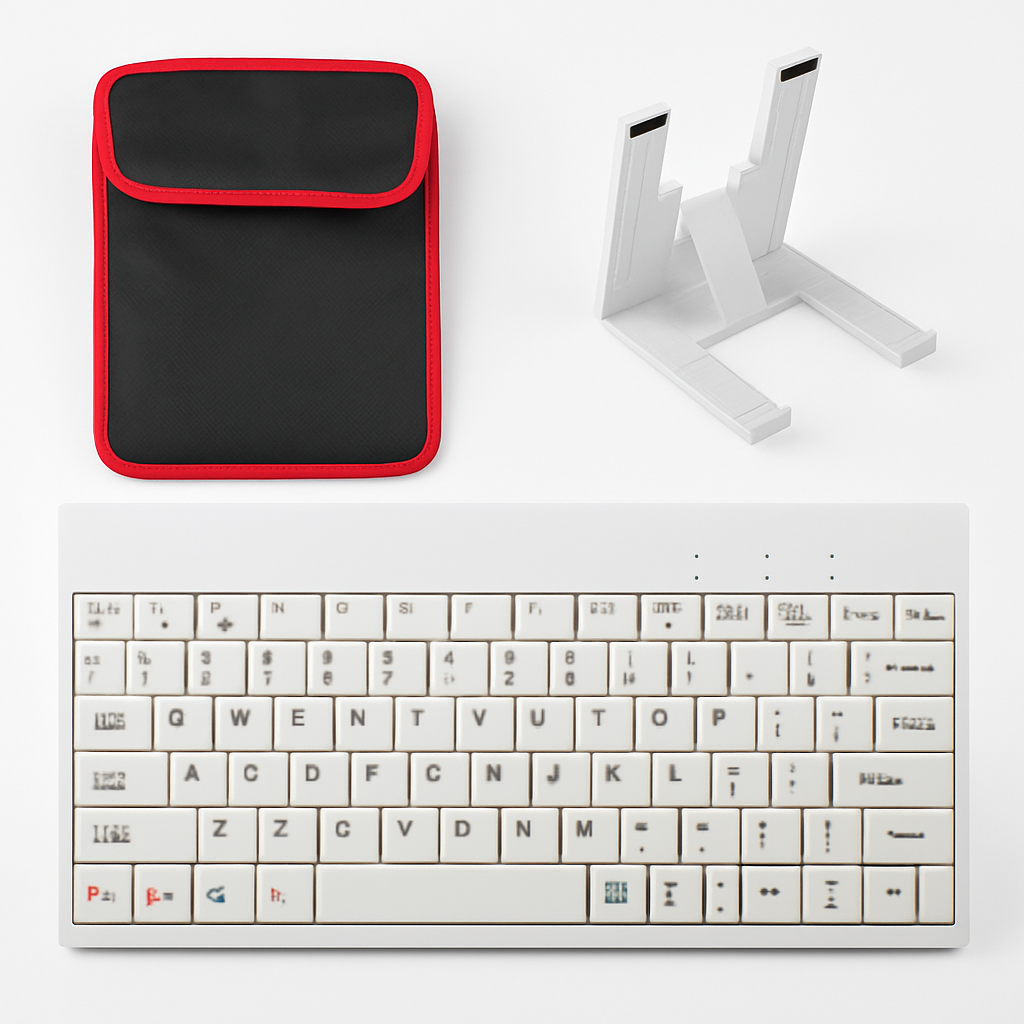 80-Key Mini Wired Keyboard with Tablet Stand