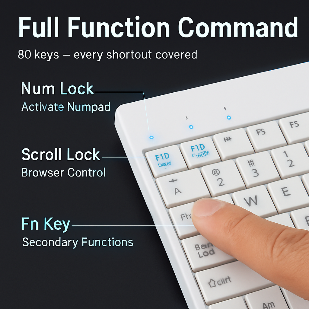 80-Key Mini Wired Keyboard with Tablet Stand