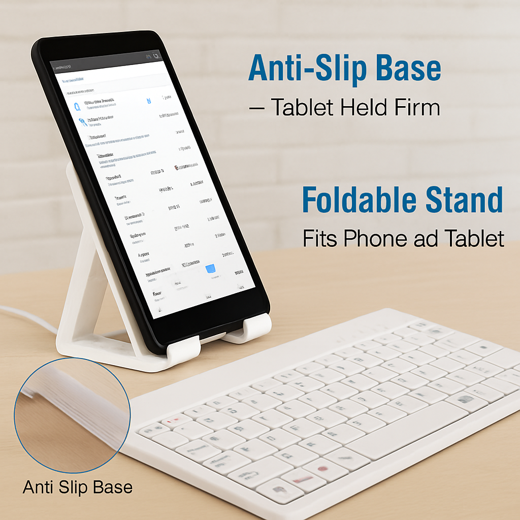 80-Key Mini Wired Keyboard with Tablet Stand